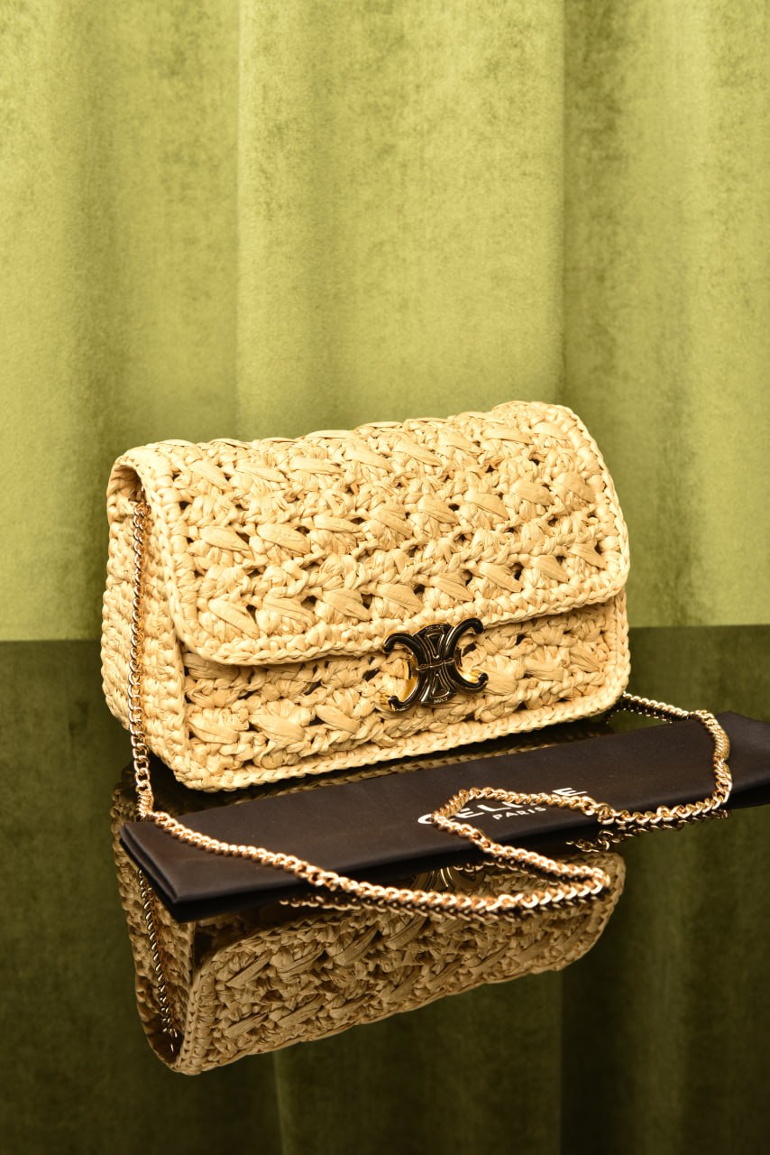 CLN- Raffia Effect Claude Shoulder Bag