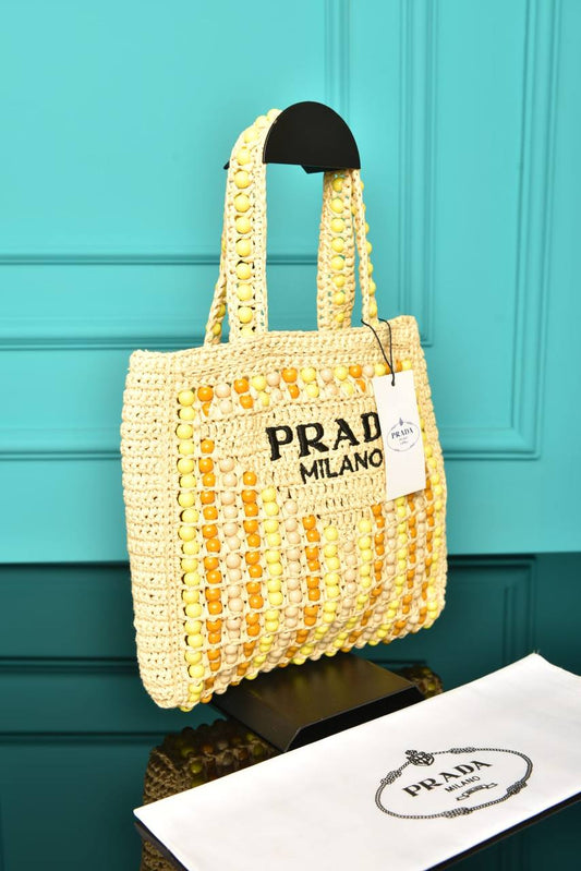 PRD- Wood Bead Embroidered Logo Tote Bag